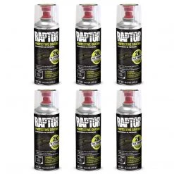 U-Pol Truck Bed Liner Raptor 2K Black Bedliner, 13.2 Oz. Aerosol (Pack Of 6)