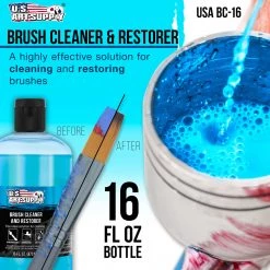 Airbrush Cleaning U.S. Art Supply Brush Cleaner And Restorer, 16 Oz - Cleans Paint Brushes, Airbrushes, Art Tools, Remove Dried On Acrylic Oil, Water-Based Paint Colors