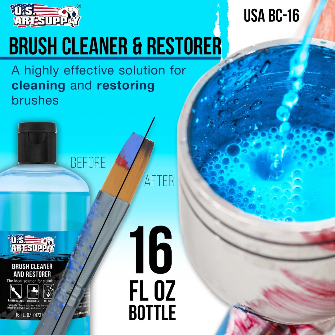 Airbrush Cleaning U.S. Art Supply Brush Cleaner And Restorer, 16 Oz - Cleans Paint Brushes, Airbrushes, Art Tools, Remove Dried On Acrylic Oil, Water-Based Paint Colors 4 Airbrush Cleaning U.S. Art Supply Brush Cleaner And Restorer, 16 Oz - Cleans Paint Brushes, Airbrushes, Art Tools, Remove Dried On Acrylic Oil, Water-Based Paint Colors
