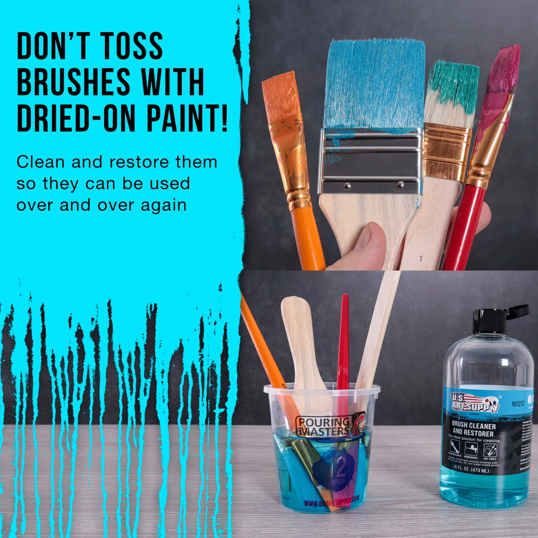 Airbrush Cleaning U.S. Art Supply Brush Cleaner And Restorer, 16 Oz - Cleans Paint Brushes, Airbrushes, Art Tools, Remove Dried On Acrylic Oil, Water-Based Paint Colors 5 Airbrush Cleaning U.S. Art Supply Brush Cleaner And Restorer, 16 Oz - Cleans Paint Brushes, Airbrushes, Art Tools, Remove Dried On Acrylic Oil, Water-Based Paint Colors