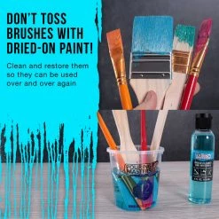 U.S. Art Supply Brush Cleaner And Restorer, 4 Oz - Cleans Paint Brushes, Airbrushes, Art Tools, Remove Dried On Acrylic Oil, Water-Based Paint Colors