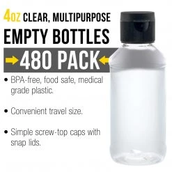 U.S. Art Supply 4 Ounce Squeeze PET Plastic Bottles With Flip Cap - BPA-free, Food Safe, Medical Grade Plastic, Acrylic Pouring Paint (Pack Of 480) Airbrush Cups & Jars