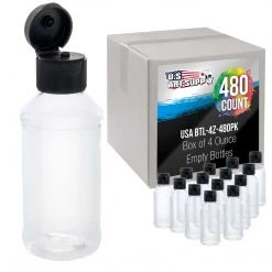 U.S. Art Supply 4 Ounce Squeeze PET Plastic Bottles With Flip Cap - BPA-free, Food Safe, Medical Grade Plastic, Acrylic Pouring Paint (Pack Of 480) Airbrush Cups & Jars