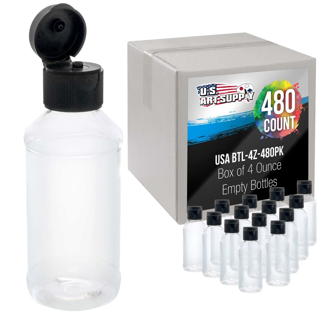 U.S. Art Supply 4 Ounce Squeeze PET Plastic Bottles With Flip Cap - BPA-free, Food Safe, Medical Grade Plastic, Acrylic Pouring Paint (Pack Of 480) Airbrush Cups & Jars 3 U.S. Art Supply 4 Ounce Squeeze PET Plastic Bottles With Flip Cap - BPA-free, Food Safe, Medical Grade Plastic, Acrylic Pouring Paint (Pack Of 480) Airbrush Cups & Jars