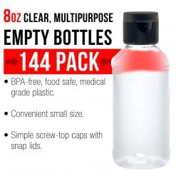 U.S. Art Supply Airbrush Cups & Jars 8 Ounce Squeeze PET Plastic Bottles With Flip Cap - BPA-free, Food Safe, Medical Grade Plastic, Acrylic Pouring Paint (Pack Of 144)