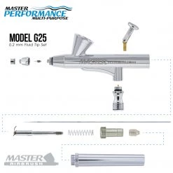 Master Airbrush Nail Decorating Systems Complete Professional Airbrush Nail Kit With G25 Airbrush, Master Compressor TC-20, Air Hose, 20 Nail Stencils & 12 Custom Body Art Colors, 1 Oz.