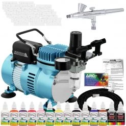 Master Airbrush Nail Decorating Systems Complete Professional Airbrush Nail Kit With G25 Airbrush, Master Compressor TC-20, Air Hose, 20 Nail Stencils & 12 Custom Body Art Colors, 1 Oz.