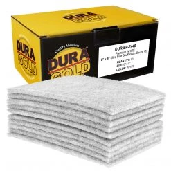 Dura-Gold Premium 6" X 9" White Light Duty Scuff Pads, Box Of 10 - Scuffing Cleaning Cleansing Surfaces, Preparation, Automotive Woodworking Household