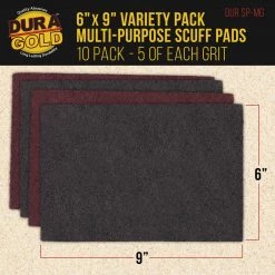 Scuffpads Dura-Gold Premium 6" X 9" Scuff Pads, 5 Each Maroon General Purpose & 5 Each Gray Ultra Fine - Scuffing, Sanding, Auto Paint Surface Adhesion Prep