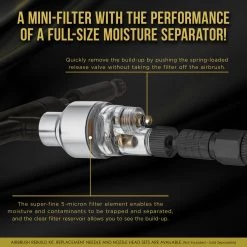 Airbrush Fittings Master Pro Airbrush Premium Mini In-Line Airbrush Air Filter And Water Trap - Pistol Grip Moisture And Oil Separator, 1/8" BSP Airbrushes And Hoses 9 Airbrush Fittings Master Pro Airbrush Premium Mini In-Line Airbrush Air Filter And Water Trap - Pistol Grip Moisture And Oil Separator, 1/8