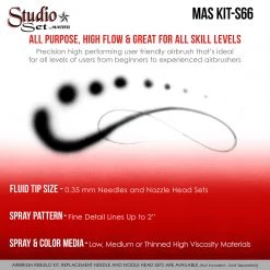 Master Airbrush Side Feed Airbrushes Master S66 Airbrush Set With 6 Precision Siphon Feed Airbrushes, 6 Station Airbrush Holder With Air Regulated Manifold, 7 Air Hoses & 6 Bottles