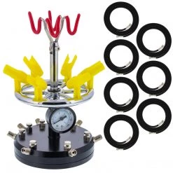 Master Airbrush Side Feed Airbrushes Master S66 Airbrush Set With 6 Precision Siphon Feed Airbrushes, 6 Station Airbrush Holder With Air Regulated Manifold, 7 Air Hoses & 6 Bottles