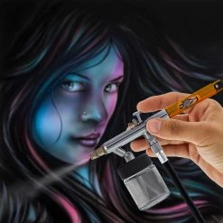 Master Airbrush Side Feed Airbrushes Master S66 Airbrush Set With 6 Precision Siphon Feed Airbrushes, 6 Station Airbrush Holder With Air Regulated Manifold, 7 Air Hoses & 6 Bottles