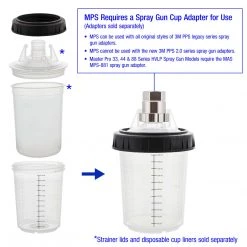 Master Pro Master Paint System MPS, 4 Pack Set Of Mini Size 6 Ounce (180ml) Hard Cups And Retainer Rings - 4 Hard Cups And 4 Rings MPS Cups & Liners