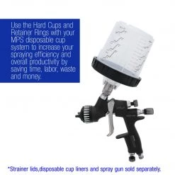 Master Pro Master Paint System MPS, 4 Pack Set Of Standard Size 20 Ounce (600ml) Hard Cups And Retainer Rings - 4 Hard Cups And 4 Rings MPS Cups & Liners