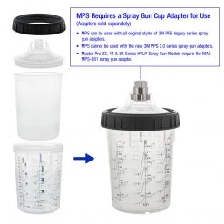 Master Pro Master Paint System MPS Disposable Paint Spray Gun Cup Liners And Lid System, 25 Pack Large Size 27 Ounce (800ml) Kit MPS Cups & Liners
