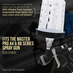 Master Pro Paint System MPS Spray Gun Cup Adapter - Converts Master Pro 33, 44 & 88, Iwata LPH400 HVLP Spray Guns For Use MPS Disposable Cup System Adapters
