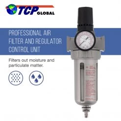 TCP Global Professional Air Filter And Regulator Control Unit With Gauge (1/4" NPT)