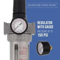 TCP Global Professional Air Filter And Regulator Control Unit With Gauge (1/4